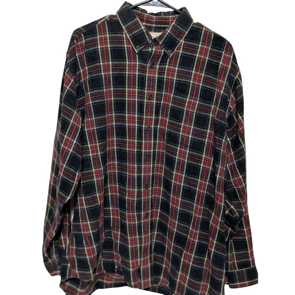 L.L.Bean Cabincore Shirt Mens XL Multi Plaid Flannel Button Down Cotton
